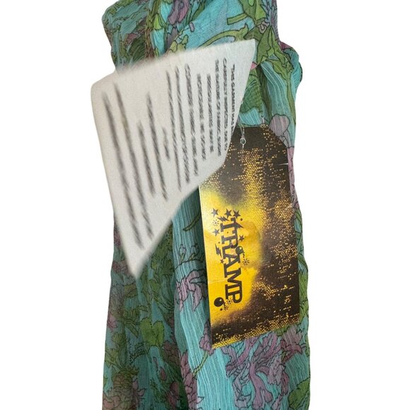 Y2K Vintage Tramp Sundress Women S Polyester Blue Green Floral Strapless tunic - Picture 4 of 7